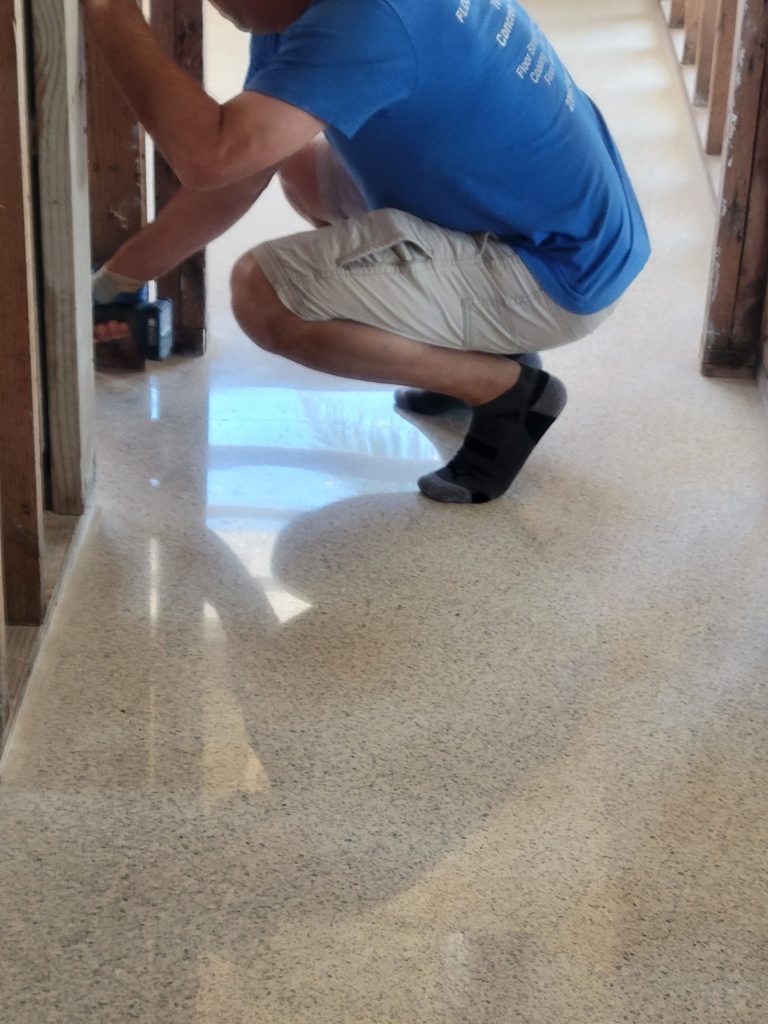 Terrazzo edge polishing and restoration by E&C Floor Care & Restoration in Fort Myers Florida, Cape Coral, Sanibel